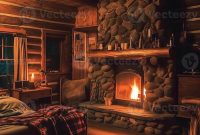cozy cabin with a fireplace with wooden furniture 23966753 Stock Photo at Vecteezy cozy cabin with a fireplace with wooden furniture 23966753 Stock Photo at Vecteezy